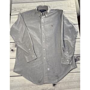 Ralph Lauren Medium Dress Shirt Men's Blue Button Up Long Sleeve Classic Cotton